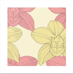 Pink-yellow orchids Posters and Art